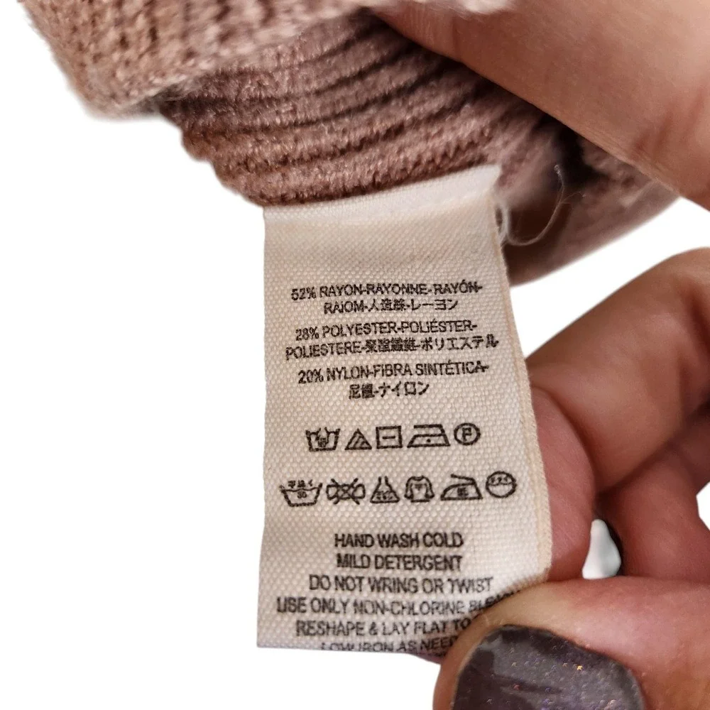 FREE PEOPLE Sweater‎ Womens Small Pink Softly Structured Tunic Cowl Neck Ribbed